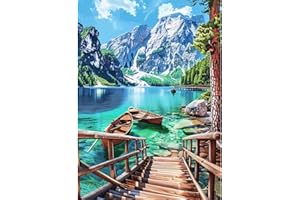 CEOVR Kit Diamond Painting Adulte Paysage Peinture Diamant Adulte,5D DIY Diamond Art Kit Complet,Montagne et Lac,30x40 cm