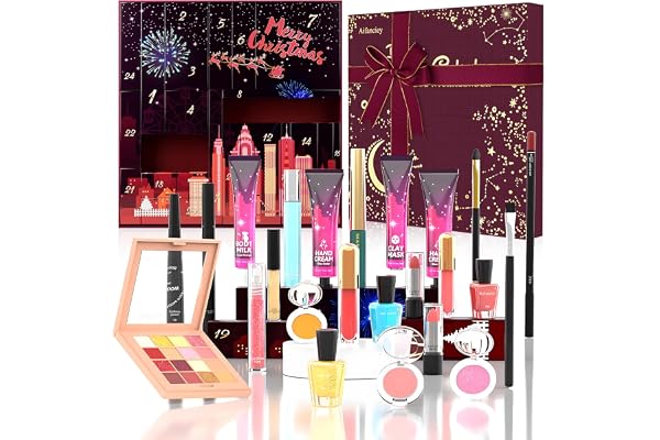 Calendrier de l'Avent Beauté 2025, Maquillage Femme 24 Cadeaux de Noël Surprises pour le Visage, les Yeux, les Lèvres, les Ongles et les Mains (Manuel, Français)