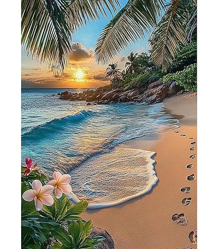 WHATWEARS Strand Diamant Painting 6 Stück 5D Diamant Kunst Kits für