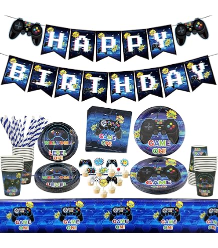Videospiel-Partygeschirr – 48-teiliges Set Mit Tellern & Servietten Für Gamer-Partys, Geburtstage & Spieleabende