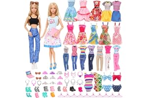 Miunana 37 Accessori Per 11.5 Pollici 30 CM Principessa Bambola Princess: 7 Vestiti+ 3 Tops + 3 Pantaloni + 2 Costumi Da Bagno + 10 PCS Scarpe + 25 Accessori (NON INCLUDE BAMBOLA)