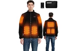 LUXHOMY Beheizbare Jacke Herren mit Akku, Fleece Heizjacke Herren Damen mit 16000mAh Powerbank, Langarm Wärmejacke Beheizte Jacke Weste Winter Wärme Jacke mit Heizung, 7 Heizzonen und 3 Temperaturen