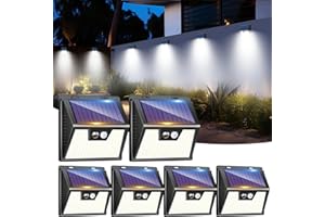 LOTMOS 6 Pack Solar Lights Outdoor Garden, 176 LED Ultra Bright Security Lights Motion Sensor, 3 Modes Waterproof Solar Powered Wall Fence Lights for Outside Stair Garage Yard Frontdoor, Cool White