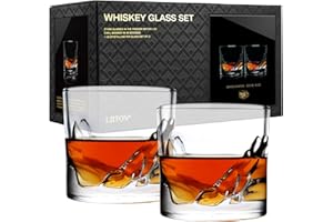 LIITON Exklusiv Whisky Gläser Set Grand Canyon 2-teilig aus Kristallglas, Tumblergläser, Geschenke für Männer für Cocktails, Gin, Bourbon, Rum, Trinkgläser Geschenkset