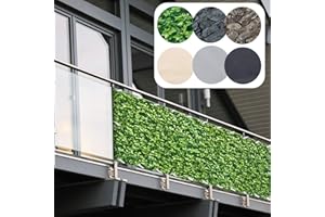 casa pura Brise Vue Balcon – Parabrisas de PVC | Brise Vista Ocultante | Protección visual resistente a la intemperie & UV | Brise Vent avec Ojales & Cordones | Feuillage - 90 cm (H) x 600 cm (L)