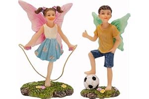 PRETMANNS Fairies for Fairy Garden - Boy & Girl Figurines – Cute Accessories for Indoor or Outdoor Miniature Garden – 2-Piece Set