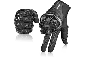 IRON JIA'S Guanti da Moto Estivi da Uomo, Guanti da Moto Touch Screen Traspiranti, Protezione per le Dita, Adatti per Moto, Scooter, Arrampicata e Attività all'Aperto Nero-XL
