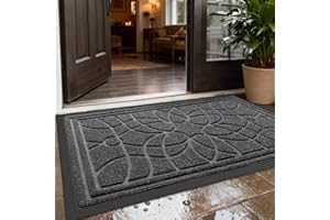 DEXI Paillasson Interieur Entree 60 x 120 cm, Tapis d'entrée Antidérapant, Tapis de Porte Absorbant et Résistant, Tapis pour Intérieur, Extérieur, Couloir, Jardin, Cour, Gris Foncé