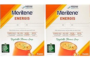 Meritene Energis Vegetable Soup, Pack of 20 x 50g Sachets - Proteins, Vitamin and Minerals to help with recovery and to reduce tiredness- A convenient dietary solution to fit your busy lifestyle