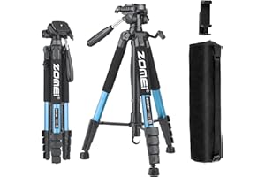 ZOMEi Treppiede da 188 cm Heavy Duty Tall Tripod, professionale da viaggio, compatibile con fotocamere DSLR, telefoni cellulari, proiettori, binocoli, cannocchiale (blu)