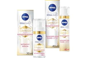 ‎NIVEA NIVEA Cellular Luminous Anti-Pigmentflecken Set mit Gesichtsserum, Anti-Aging Tagescreme mit LSF 50, Hautpflege Set mit Hyaluronsäure, zur Reduktion aller Arten von Pigmentflecken