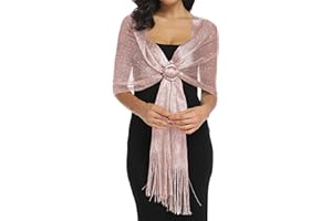 BABAHU Sparkling Metallic Shawls and Wraps with Buckle for Evening Party Dresses Wedding Party
