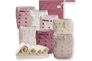 Nora's Nursery Cloth Diapers 7 Pack with 7 Bamboo Inserts & 1 Wet Bag - Baby Höschenwindeln - Ballet Slippers