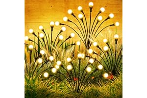 DAMAHOU Solar Firefly Lights,2Pack 16LEDs 8Modes Solar Garden Lights Outdoor Decorations,New Upgraded Swaying Light Sway by Wind,Wind dance solar lights IP65 Waterproof,Yard Patio Decoration, Warm White