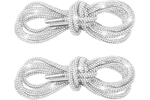 XINJODUZ Sznurowadła do butów z kryształami górskimi, błyszczące okrągłe sznurówki, kryształ górski, bluza z kapturem, sznurek, sznurek, zamiennik do trampek, spodnie dresowe, szorty, 2 szt., białe, Srebrny,