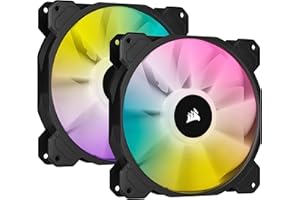 ‎CORSAIR Corsair iCUE SP140 RGB ELITE Performance 140mm-PWM-Lüfter 2er-Pack mit iCUE Lighting Node CORE (CORSAIR AirGuide-Technologie, Acht Ansteuerbare RGB-LEDs, Leise 18 dBA, Bis zu 1.200 U/min) Schwarz