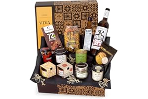 ‎JAMON.DE Geschenkkorb VIVA mit spanischen Delikatessen und Rotwein | Feinkost Präsentbox mit erlesenen spanischen Spezialitäten | Liebevoll als Geschenk verpackt von jamon.de
