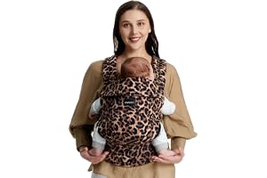 Momcozy bärsele 100 % bomull från födseln, leopard | Ergonomiskt M-position, X-rygg och EVA-ländryggsstöd, 3,2–20 kg, 0–24 må