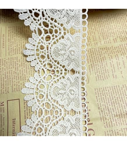 Stoffa Con Ricamo Crown E Pizzo - Tessuto Elegante Per Tende, Tovaglie E Abiti, 8cm Di Larghezza, 2 Iarde (Bianco) - Foto 3