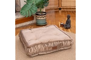 Dekorist Bodenkissen, Cozy Sitzkissen Boden, Dekorative Boden Kissen Rund, Weich Dicker Stuhlkissen, Meditationskissen, Yogakissen, Katzen- und Hundebett, 56x56x12 cm, Helle Bronze