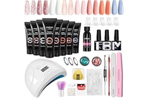 ‎PHOENIXY Poly Nail Gel Kit, Phoenixy 8 Farben Poly Nagelverlängerung Gel Set mit 48W UV/LED Nagellampe Gelnägel Starterset Builder Enhancement Gel Komplette Nagel Set Geschenk für Frauen