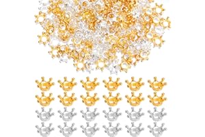 TICEED 160 Stück Kleine Goldene Kronen Tischdeko Gold Krone Deko Mini Crown Krone für Armbänder DIY Handwerk 3D Krone Anhänger Charms Krone (80 Gold und 80 Silber)