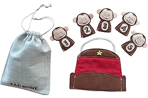 ZAC HOME 5 Little Monkey Jump in The Bed Nursery Rhyme Storytell Educational Finger Puppet