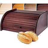 KADAX spazioso Portapane in Legno, Contenitore per il Pane con Coperchio Arrotolabile, Contenitore per il Pane con Sportello 