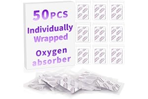 MIDUKIT Envasado individualmente - absorbedor de oxígeno para almacenamiento de alimentos 500cc (50 paquetes de 25000cc), Tarros Mason y bolsas mylar para almacenar alimentos a largo plazo