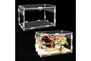 ZHITENG 360°Acryl Terrarium Schnecken, 20x12x12cm Acryl Terrarium, Transparent Faunabox, Atmungsaktiv Reptilienzuchtkoffer Kunststoff Zuchtfall für Spide Eidechse Skorpion Tausendfüßler Lebensraum