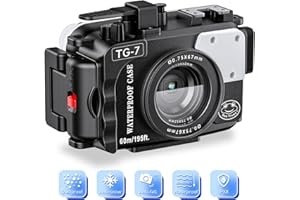 STARBEA Boîtier étanche Seafrogs 60 m/195 Pieds pour Appareil Photo sous-Marin Olympus TG-7 – Boîtier étanche avec Filetage 52 mm et 67 mm, Deux Ports à Fibre Optique, détection de Fuite (TG-7-noir)