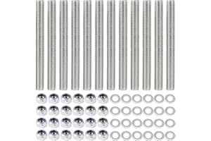 TTYSHIP® 12 Pezzi Barra Filettata M8, 304 in Acciaio Inox Barra Filettata M8 x 100mm con 24 Dadi Esagonali e 24 Rondelle per Assemblaggio Mobili Macchinari