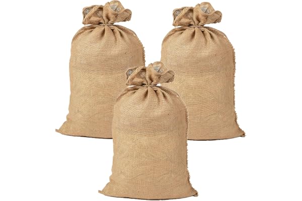 DONGQI Lot 3 Sacs Pommes de Terre en Toile de Jute 60x105 cm, Grandes Sacs Naturelles pour Décoration, Jardin, Boîte à Objets, Noël, Fêtes