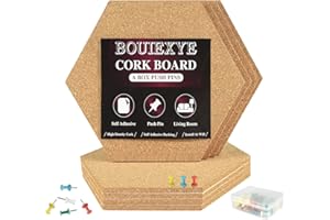 Bouiexye Pinnwand kork 8 Stück Pinnwand mit 50 Stück für Wand Schule Heimbüro Reißzwecken Sechseckiges Korkbrett Selbstklebende Korkwand