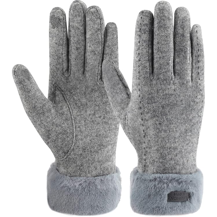 Gants D'hiver Tactiles Pour Femme - Doublure Polaire Thermique, Poignets En Fausse Fourrure, Taille Unique, Noir - Pour Ski, Vélo - 7
