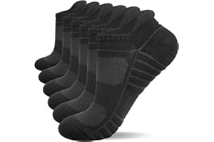 anqier 6 Paar Sneaker Socken Herren Damen Atmungsaktive Sportsocken Baumwolle Laufsocken Kurz Gepolstert mit Frotteesohle Schwarz Weiß Grau