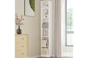 Hzuaneri Librería de 6 Niveles, Estantería Libros, para Salón, Estudio, Oficin, Dormitorio, Estilo Escandinavo, 24 x 30 x 184,4 cm, Blanco BC09603X