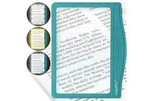 MagniPros 3X Large Ultra Bright LED Page Magnifier with 24 Anti-Glare & Dimmable LEDs (3 Lighting Modes to Relieve Eye Strain)Ideal for Reading Small Fonts & Low Vision Seniors with Aging Eyes (1820)