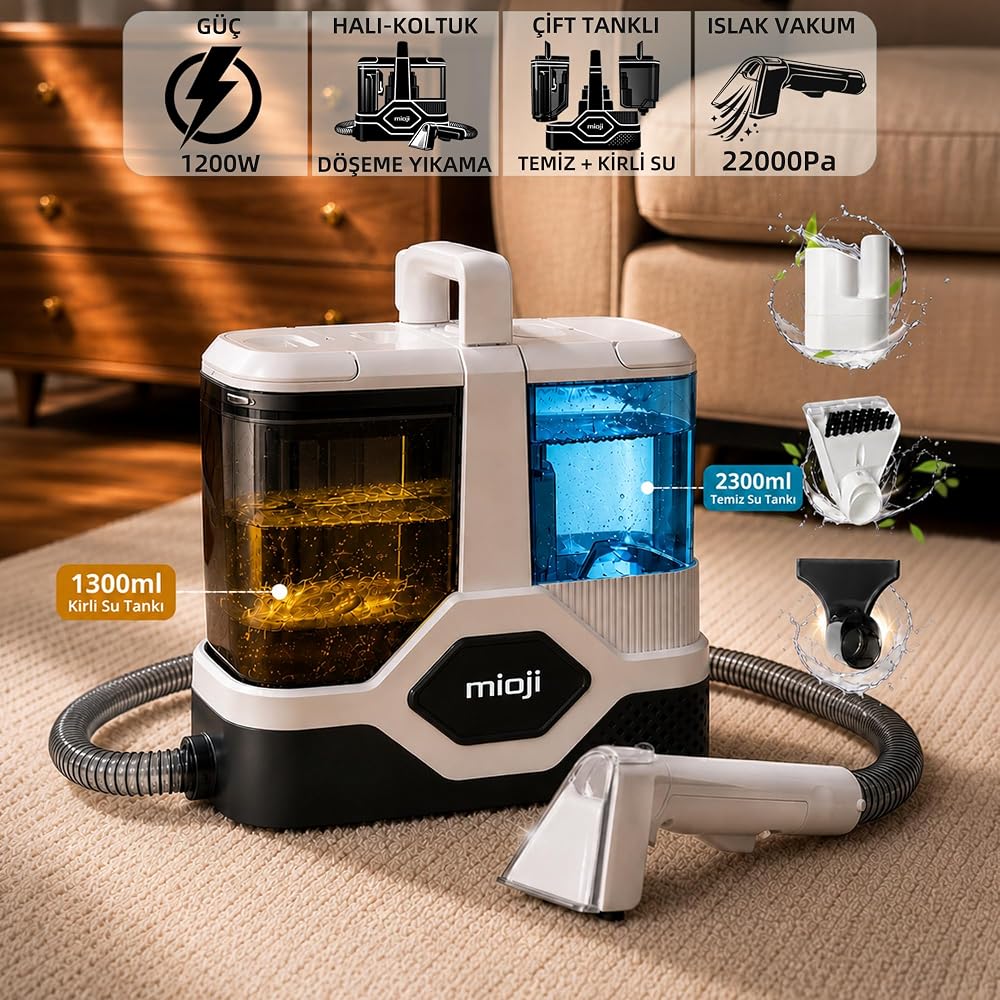 Mioji CN5 1200W 22000Pa Halı, Koltuk, Döşeme Yıkama Makinesi