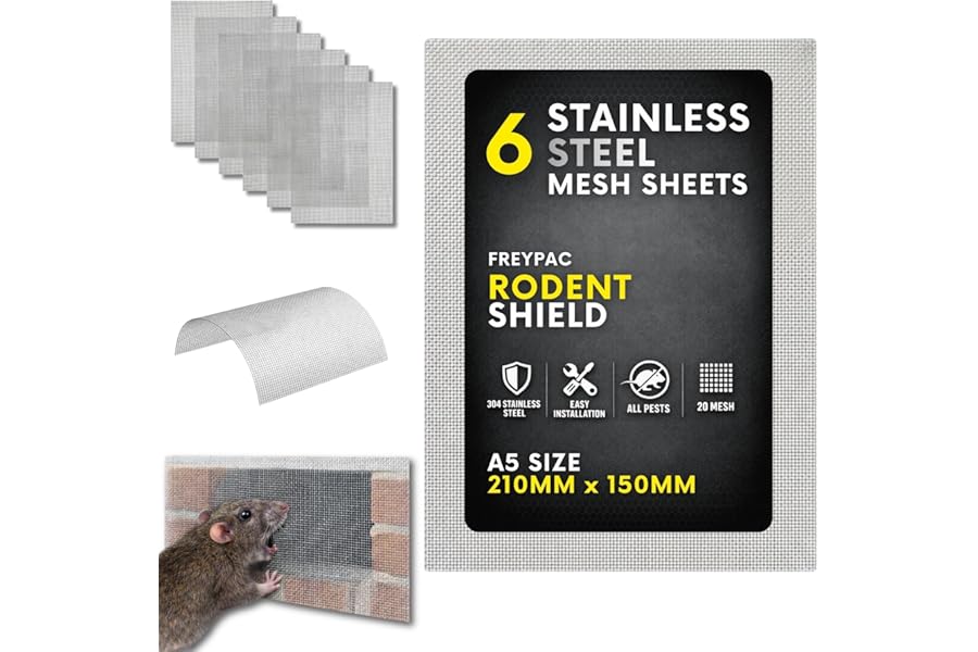 FREYPAC Rodent Shield 304 Stainless Steel Wire Mesh Sheets, 20 Mesh Rodent Proof Screen, 150x210mm, 6 Pieces, for Air Bricks and Vents