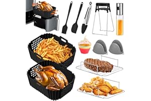 ORIFESIO Ninja Heißluftfritteuse Zubehör, Zubehör für Ninja Double Stack XL SL400EU 9,5L, Doppelkorb-Heißluftfritteuse SL400EU SL400EUCP Zubehör, 2 Silikonform, 2 Rosten, Air Fryer Zubehörersatz BPA-Frei