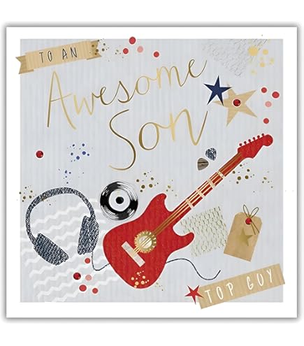 Birthday Card For Son - Rock Star Guitar Design - A5 Gloss - Blank Inside - View #12