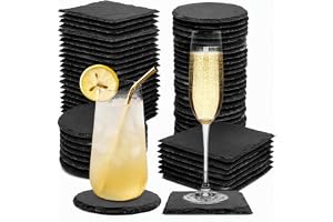 jxgzyy 60 st skifferunderlägg för dryckesglas graverade fyrkantiga skifferunderlägg stenunderlägg repfri botten för bar kök h