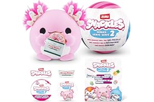 SNACKLES Snackle Serie 2 Snackle da 13 cm di ZURU, peluche batuffoloso, coccoloso e schiacciabile da 13 cm con accessorio snack