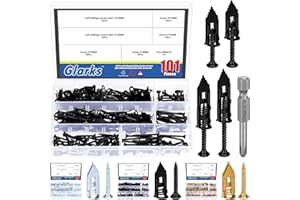 Glarks 201pcs Drywall ancres auto-forage avec ensemble de vis, 100pcs en acier au carbone creux ancre mur vissage vis avec 100pcs vis et 1pcs PH2 bit kit pour aucun forage ou trous dans le mur
