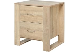HOMCOM Mesita de Noche Mesilla de Noche con Cajones y Estilo Moderno Mesa Auxiliar para Dormitorio Salón 48x39x54 cm Natural