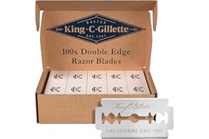 King C. Gillette Rasierklingen — 100 ORIGINAL Ersatzklingen mit Sicherer Doppel-Schneidekante, Rostfreier Edelstahl mit Anti-Reibungsbeschichtung für Mehr Komfort, Rasierhobel Klingen für Männer