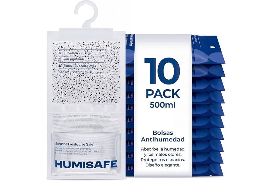 Bolsas antihumedad armarios | X10 500ML | Antihumedad habitacion | Absorbe humedad | Deshumidificador armario | Humedad