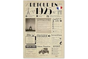 FestySpark Grande Carte Anniversaire 100 Ans Femme et Homme - Idée Cadeau 100 ans Femme et Homme - Decoration Anniversaire 100 ans - Félicitations Happy Birthday Card - Cadeau Original Retour en 1925