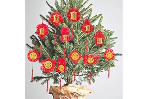 BAYMETY 12Pcs Chinese New Year Decorations Hanging Ornaments, Year Of The Snake Spring Festival Knot Pendant Red Asian Traditional Lucky Hanging FU Decal Party Supplies For Home Office Car Tree Decorations